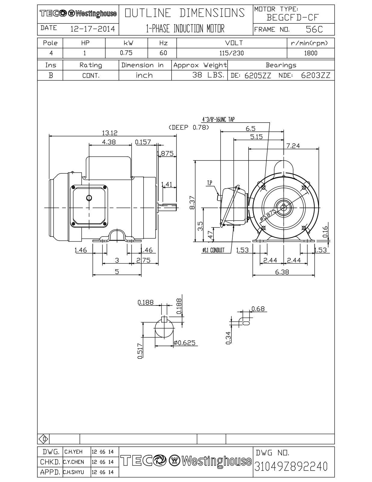 Teco S0014C Reference Drawing