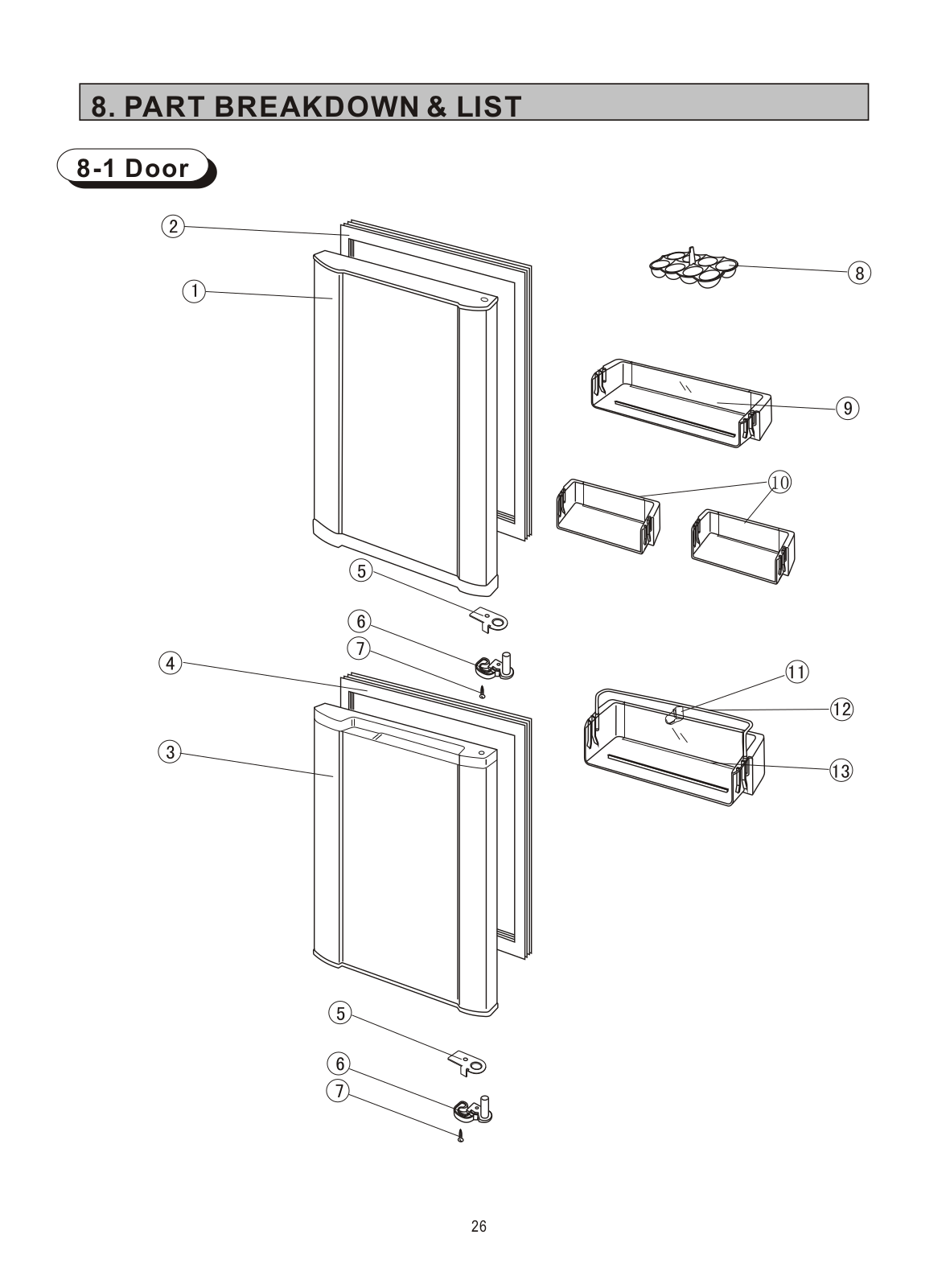 Samsung RL-33EBMS PART BREAKDOWN AND LIST