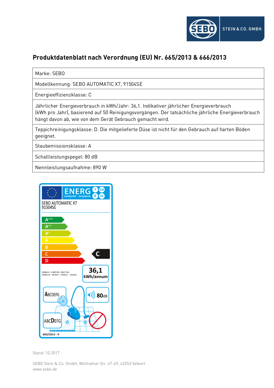 Sebo Automatic X7 graphite User Manual