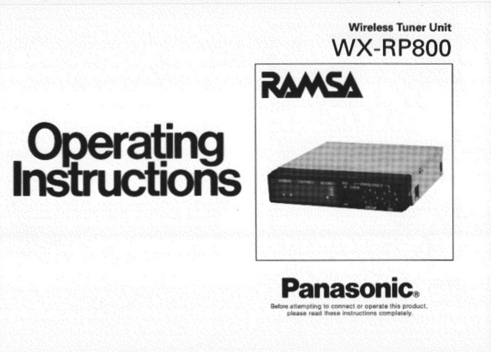 Panasonic wx-rp800 Operation Manual