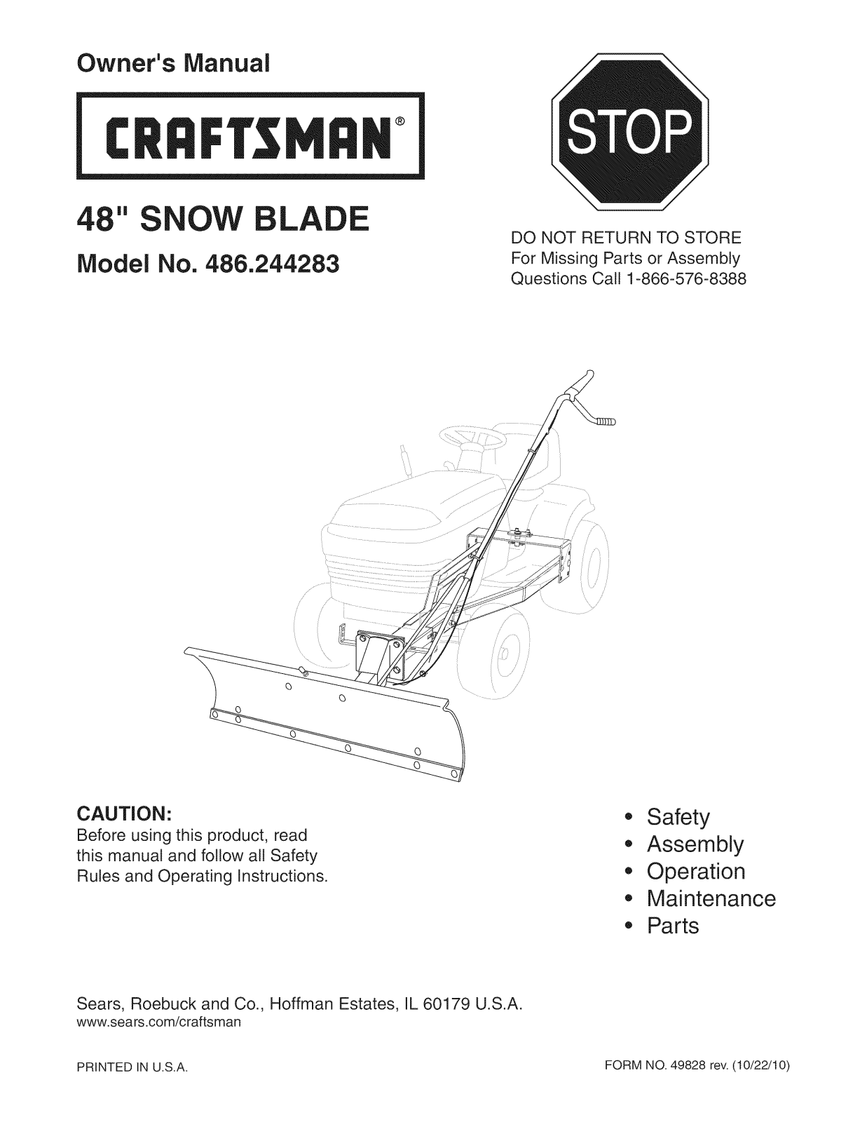 Craftsman 486244283 Owner’s Manual