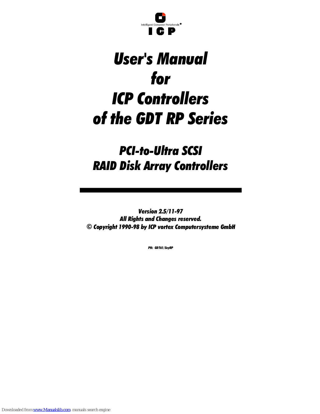 ICP GDT6111RP, GDT6121RP, GDT6117RP, GDT6511RP, GDT6521RP User Manual