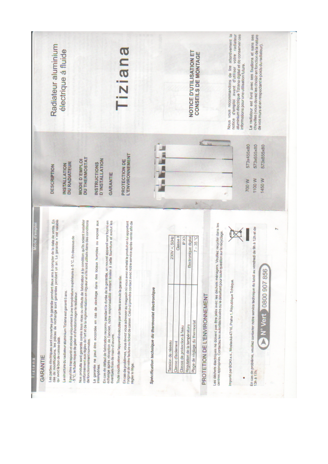 TIZIANA RADIATEUR ALUMINIUM ELECTRIQUE A FLUIDE User Manual