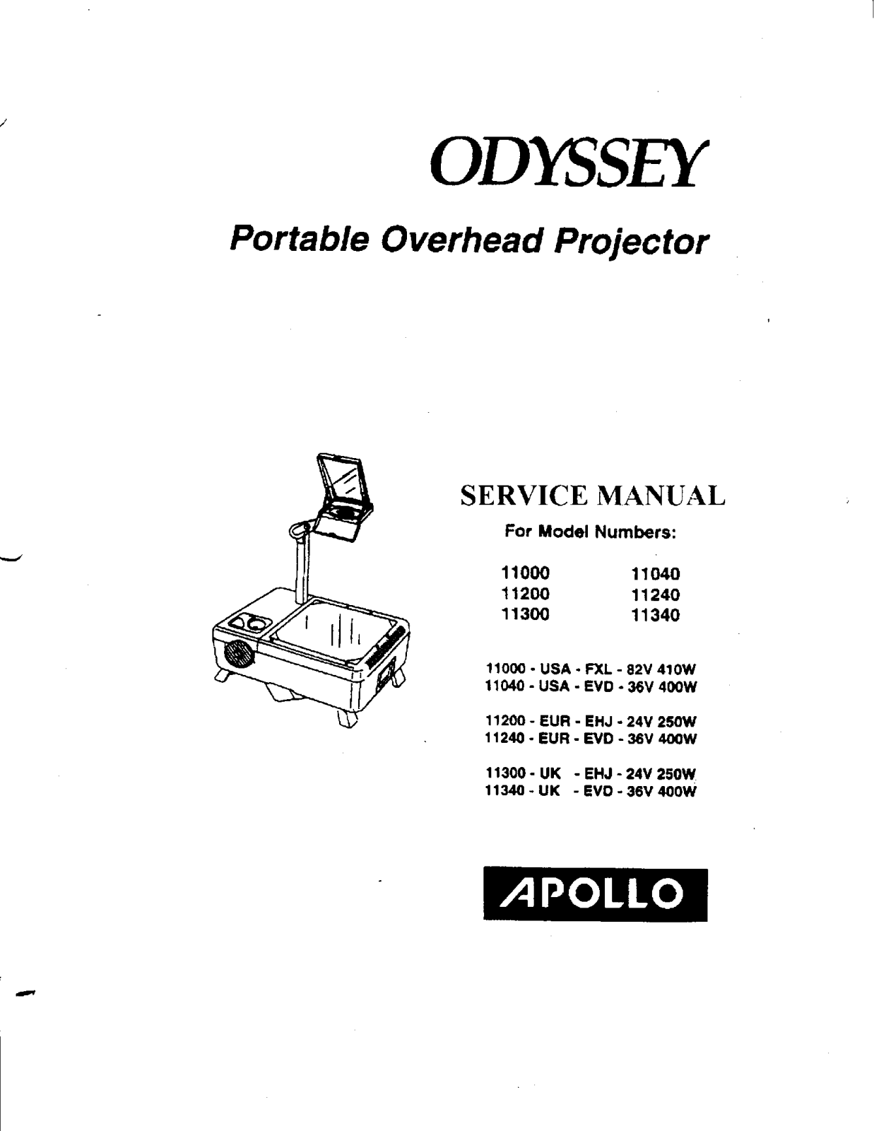 Apollo ODYSSEY 11240, ODYSSEY 11300, ODYSSEY 11340, ODYSSEY 11200, ODYSSEY 11000 Service Manual