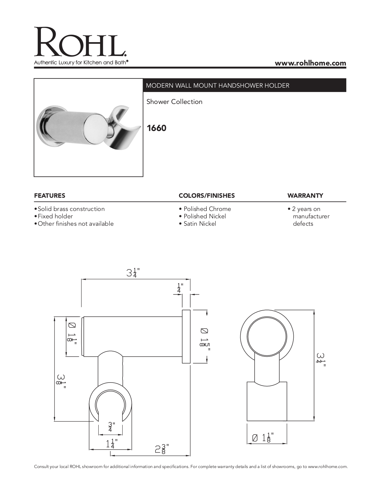 Rohl 1660STN User Manual