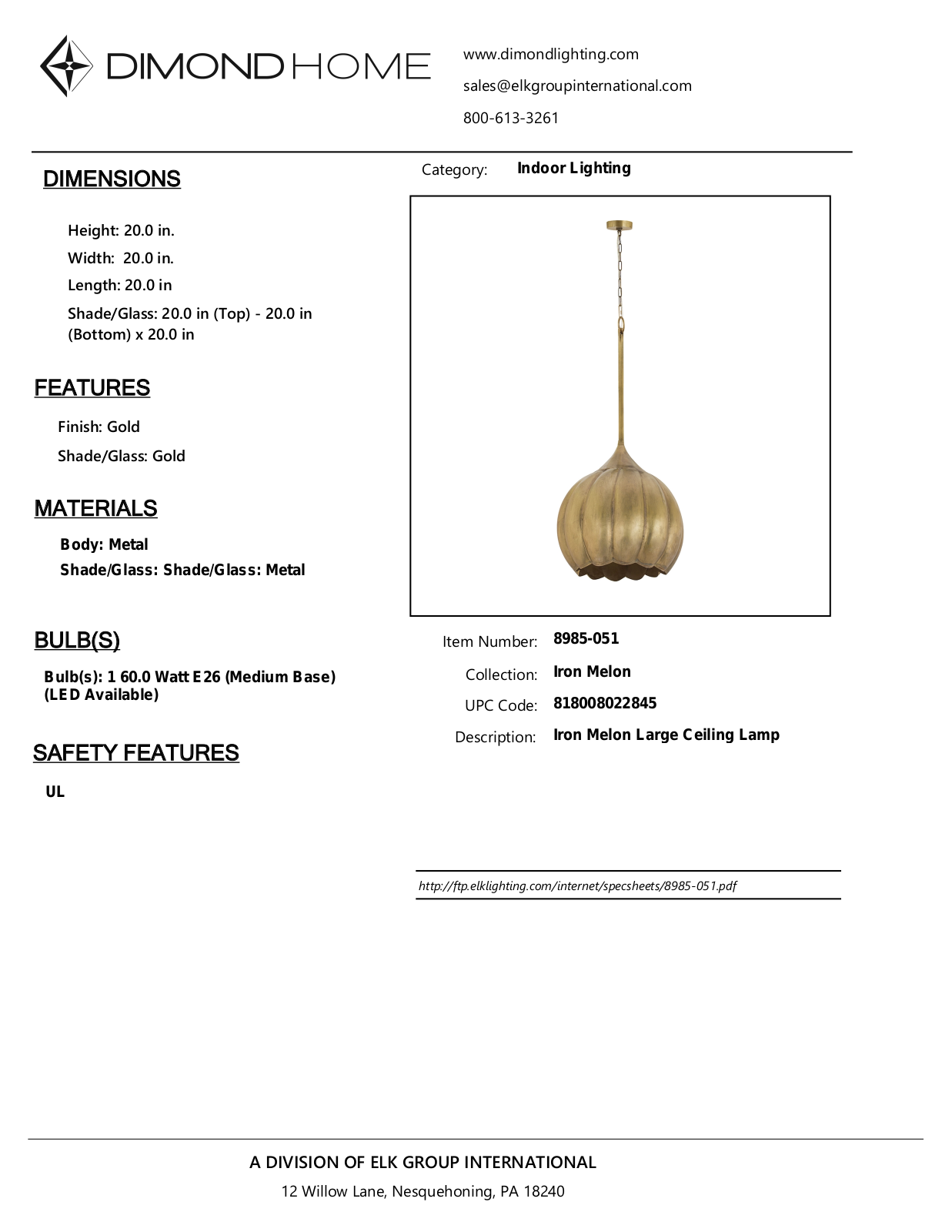 ELK Home 8985051 User Manual