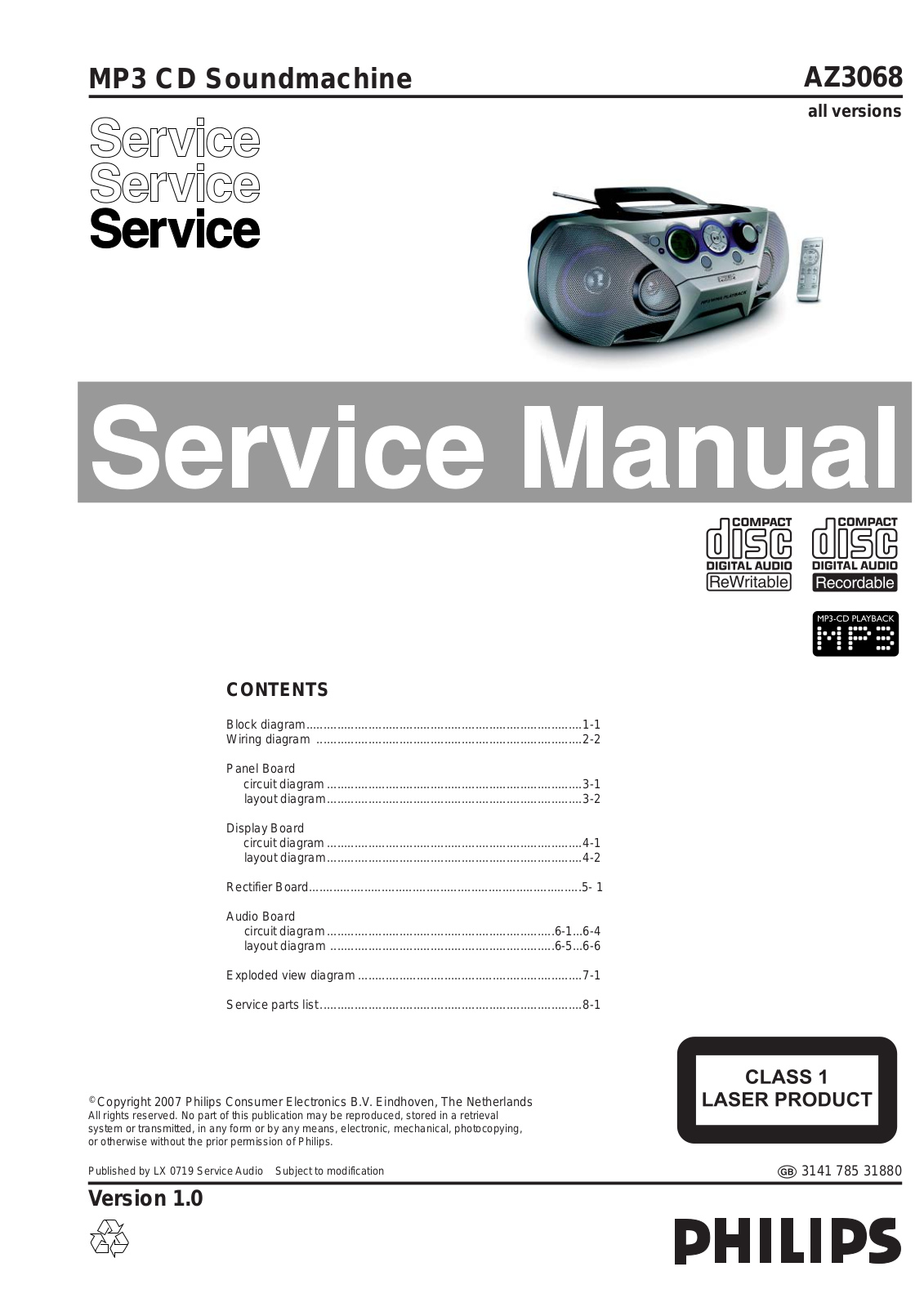 Philips AZ-3068 Service Manual