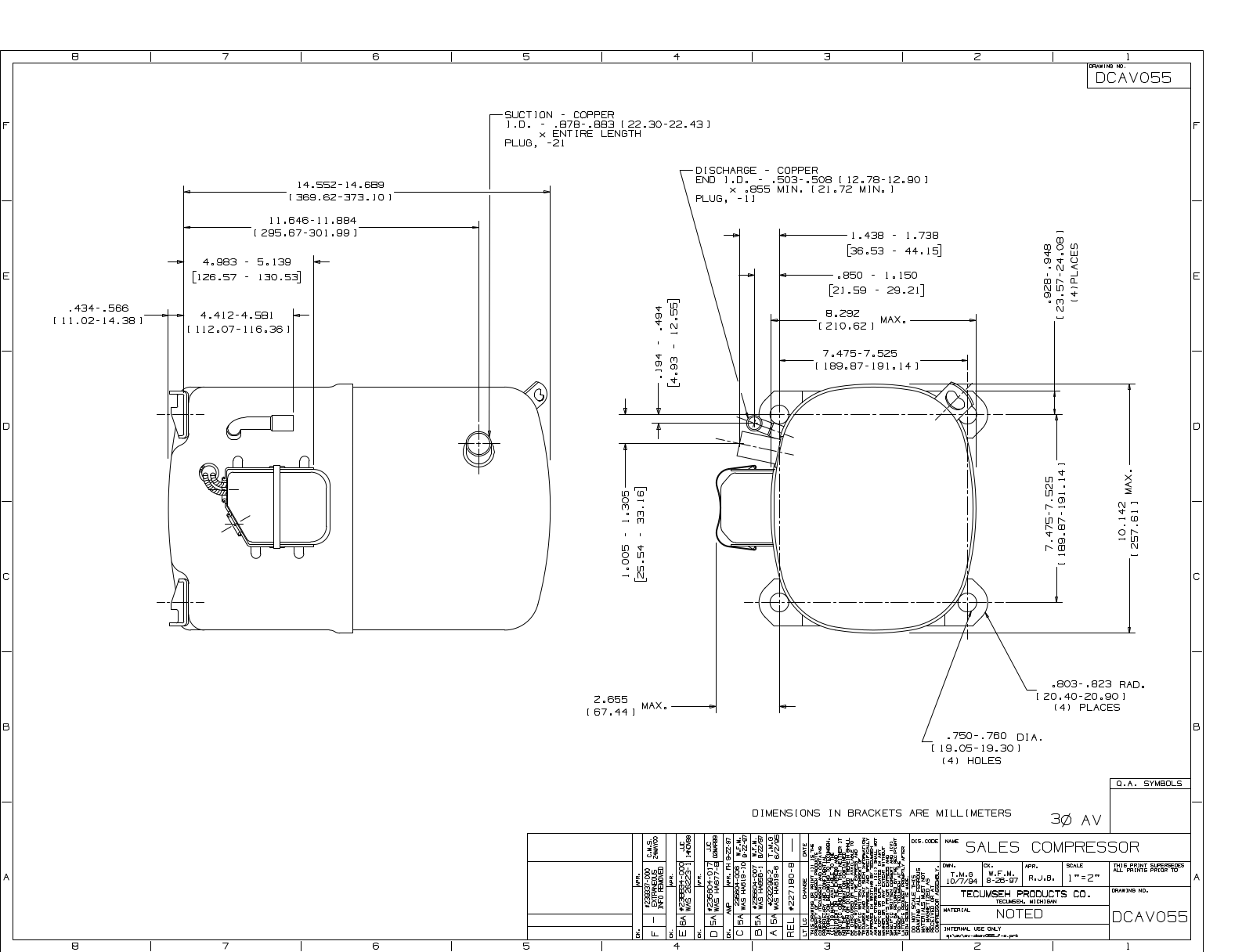 Tecumseh AVD5558EXG, AVD5558EXT Drawing Data