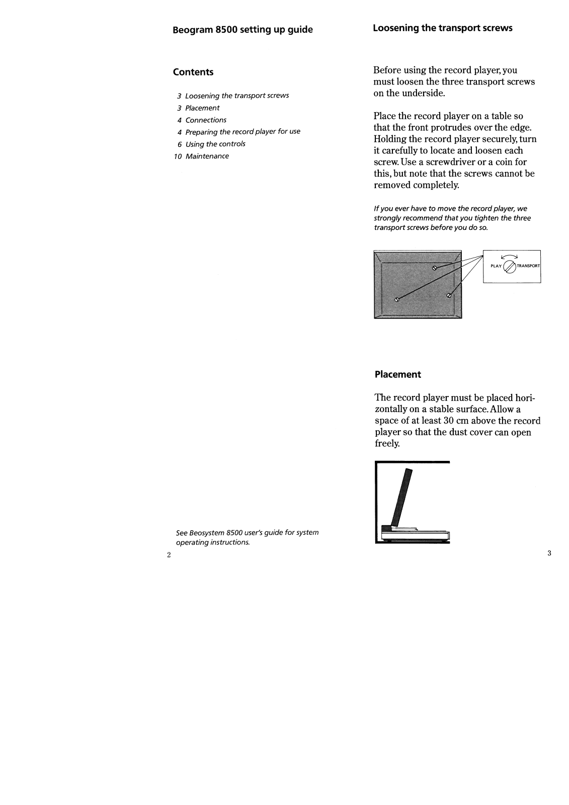 Bang Olufsen Beogram 8500 Owners Manual