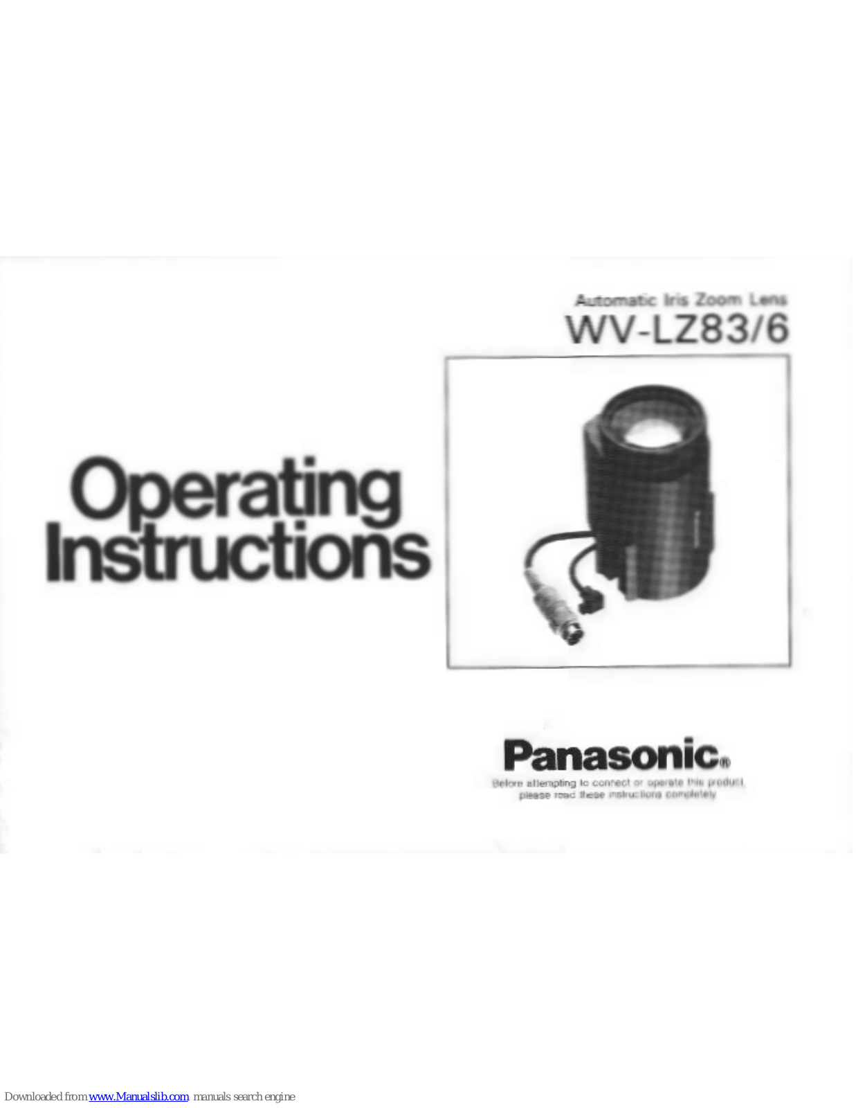 Panasonic WV-LZ6, WV-LZ83, WV-LZ86, WV-LZ83/6 Operating Instructions Manual