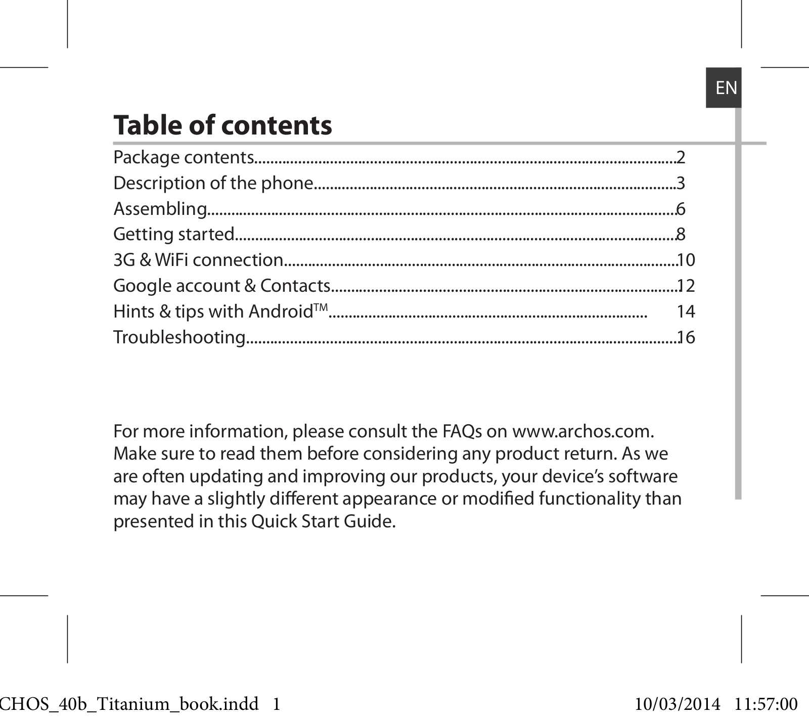 Archos 40b Titanium, 40b Titanium Surround Operating Instructions