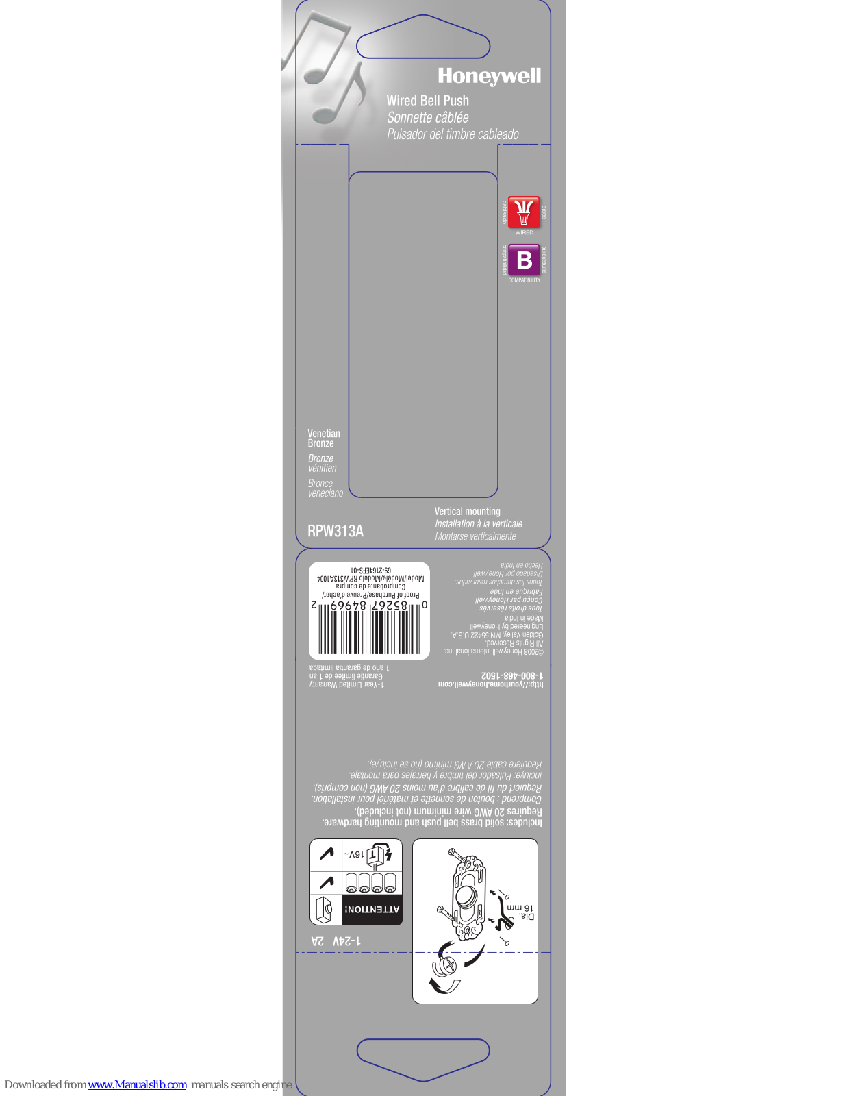 Honeywell RPW313A Instruction Leaflet