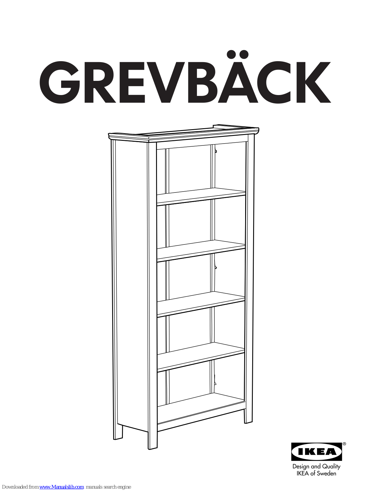 IKEA GREVBÄCK BOOKCASE 37 3/4X74 3/4, GREVBÄCK Instructions Manual - ManualMachine.com