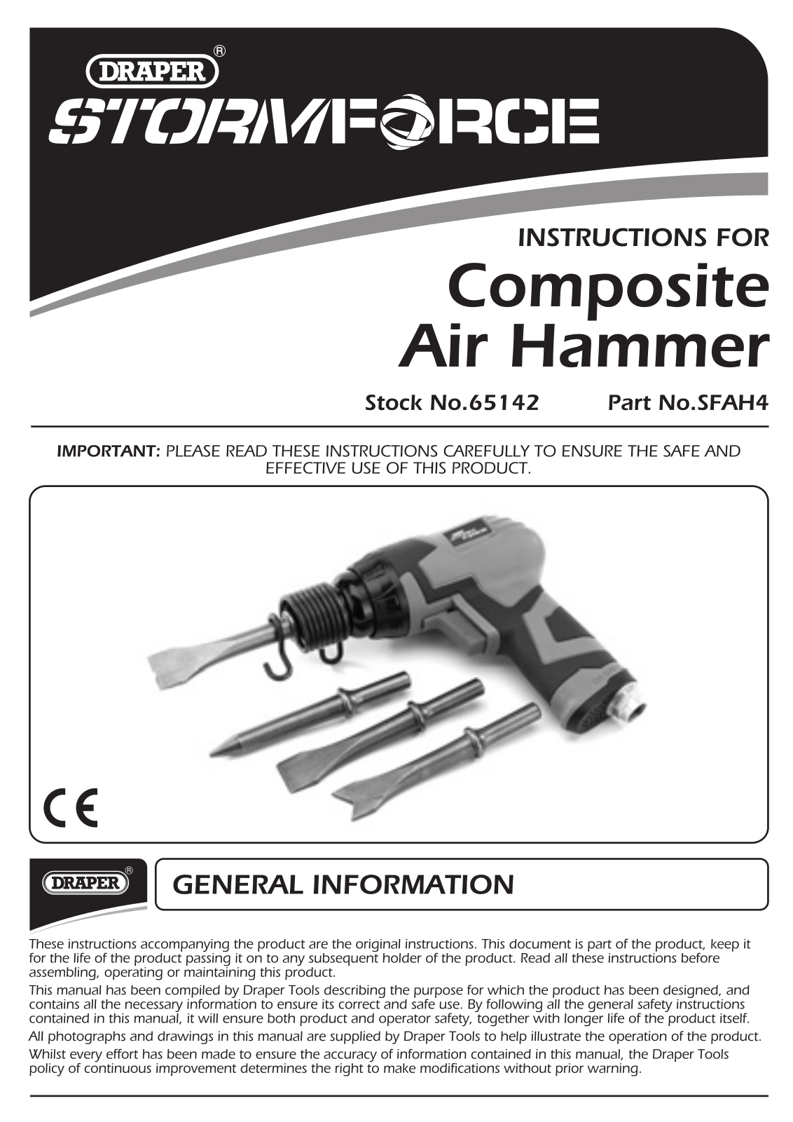 Draper SFAH4 Instruction Booklet
