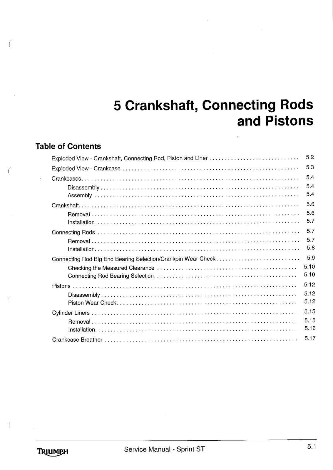 TRIUMPH Sprint St Service Repair Manual 5.1 5.18 Crankshaft   Rod Ends   Pistons