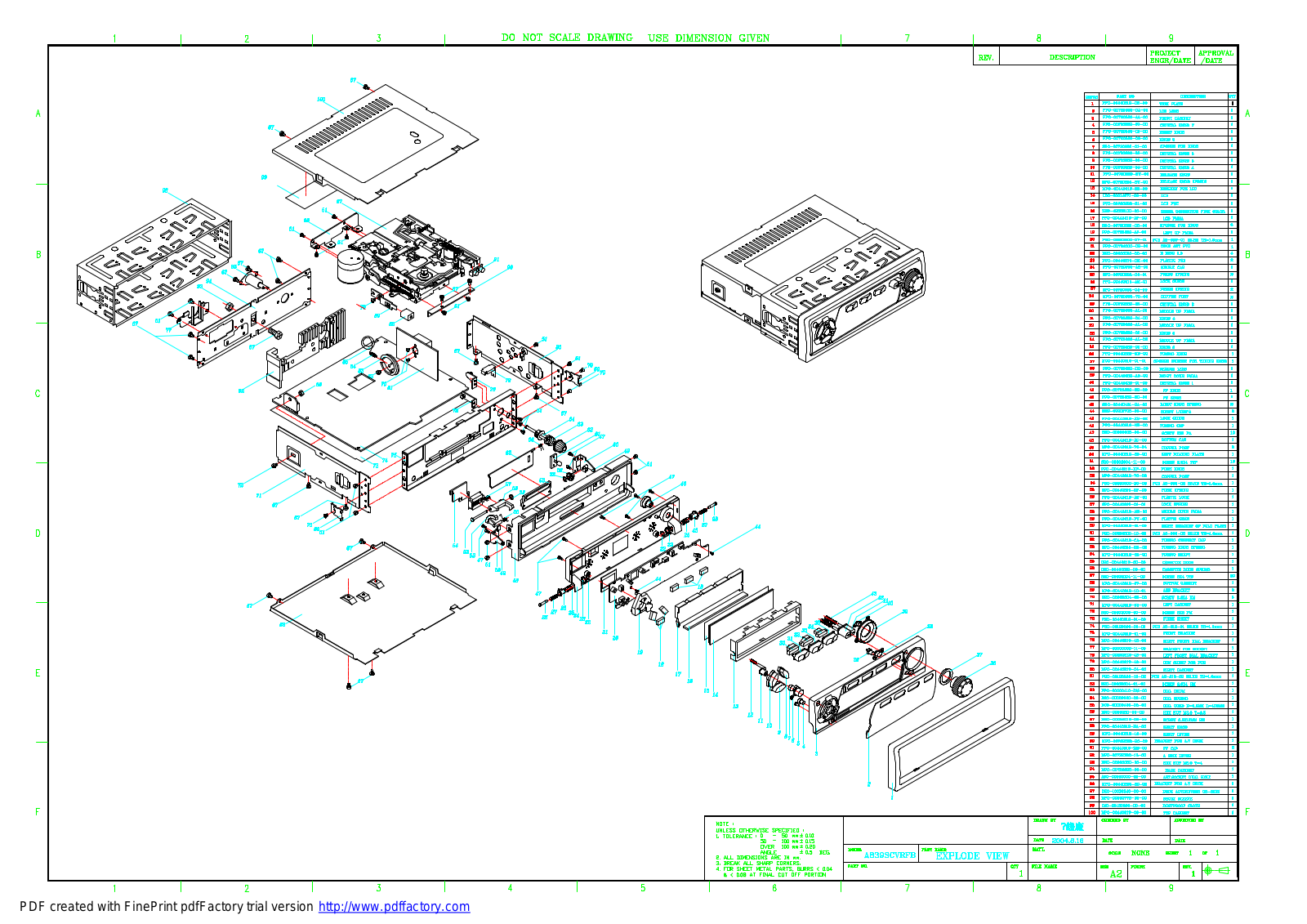 Vitek A839CVRFB EXPLODED VIEW