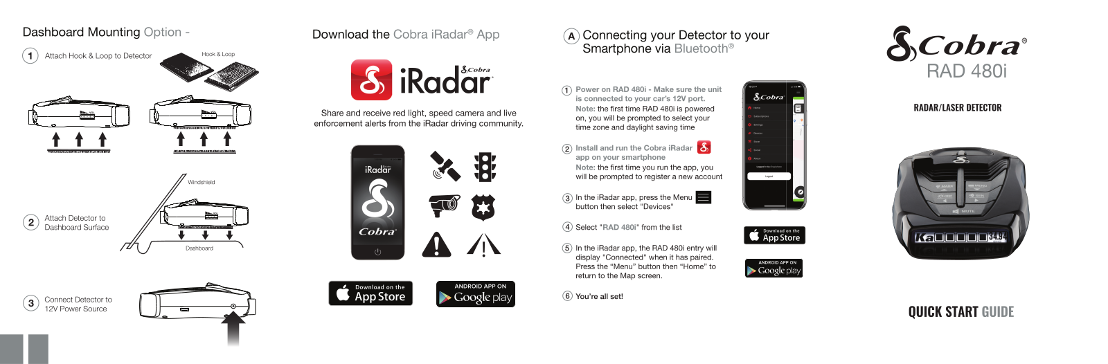 Cobra Electronics RAD 480i Quick Start Guide