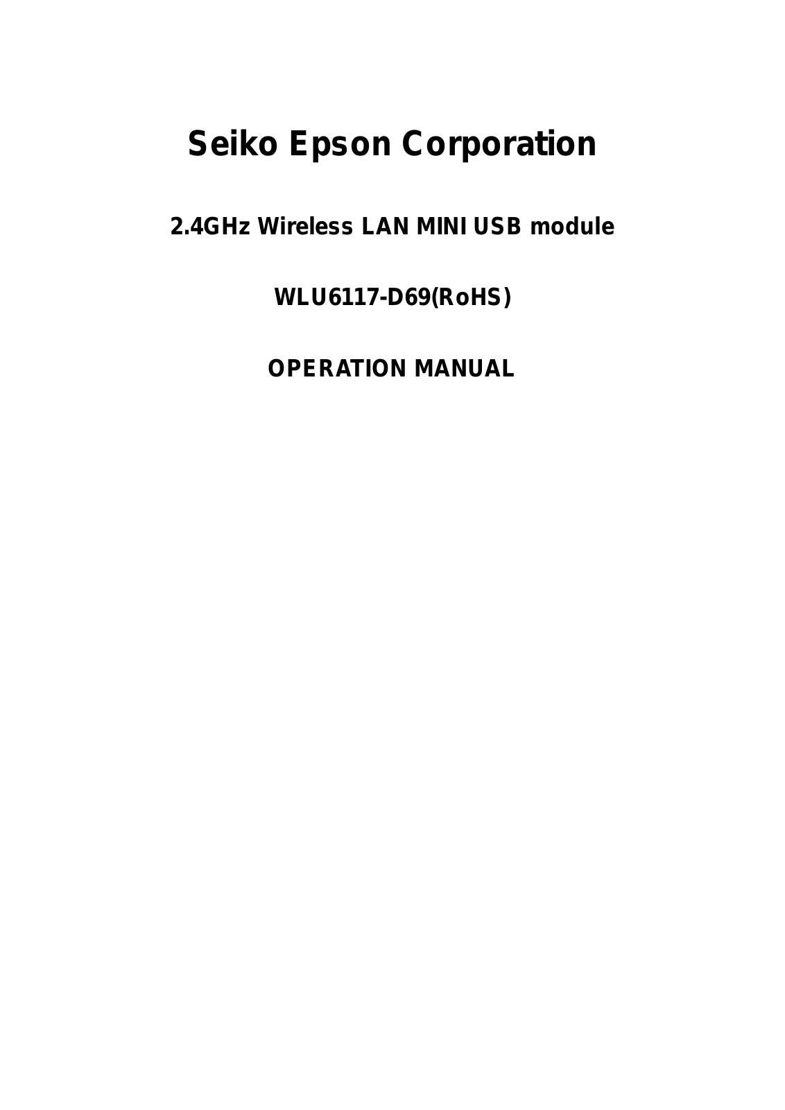 Seiko Epson FBWLU6117 User Manual