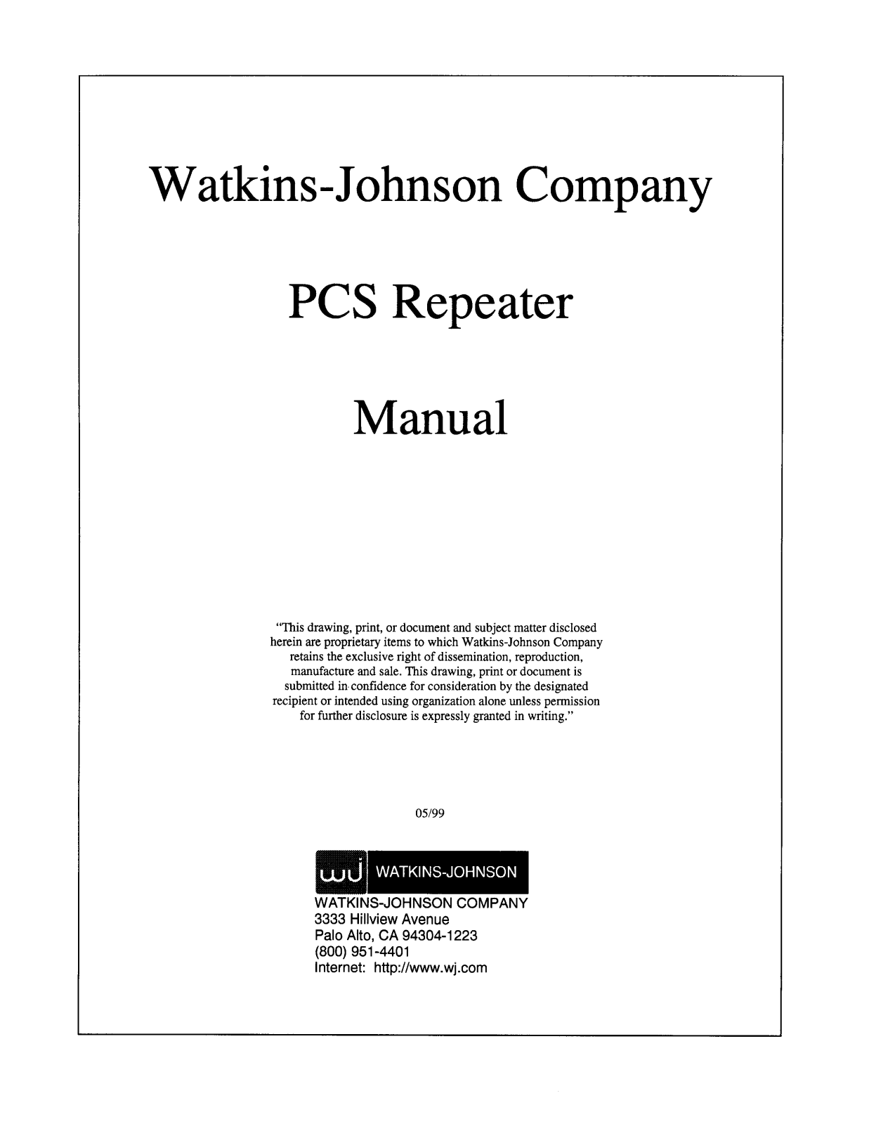 WJ Communications R1920 User Manual