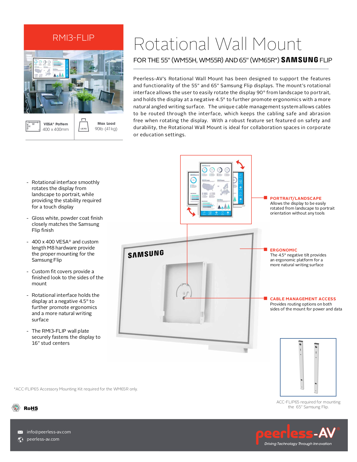 Peerless-AV RMI3-FLIP Specsheet