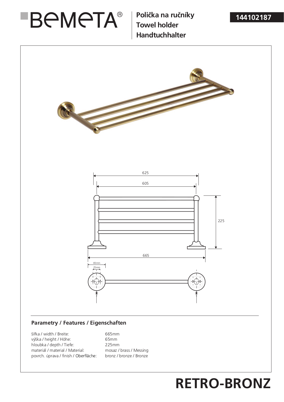 Bemeta RETRO - BRONZ 144102187 User guide