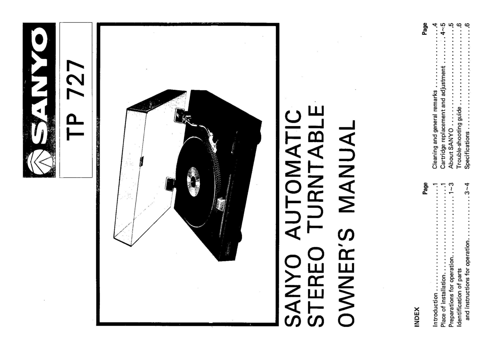 Sanyo TP-727 Owners Manual