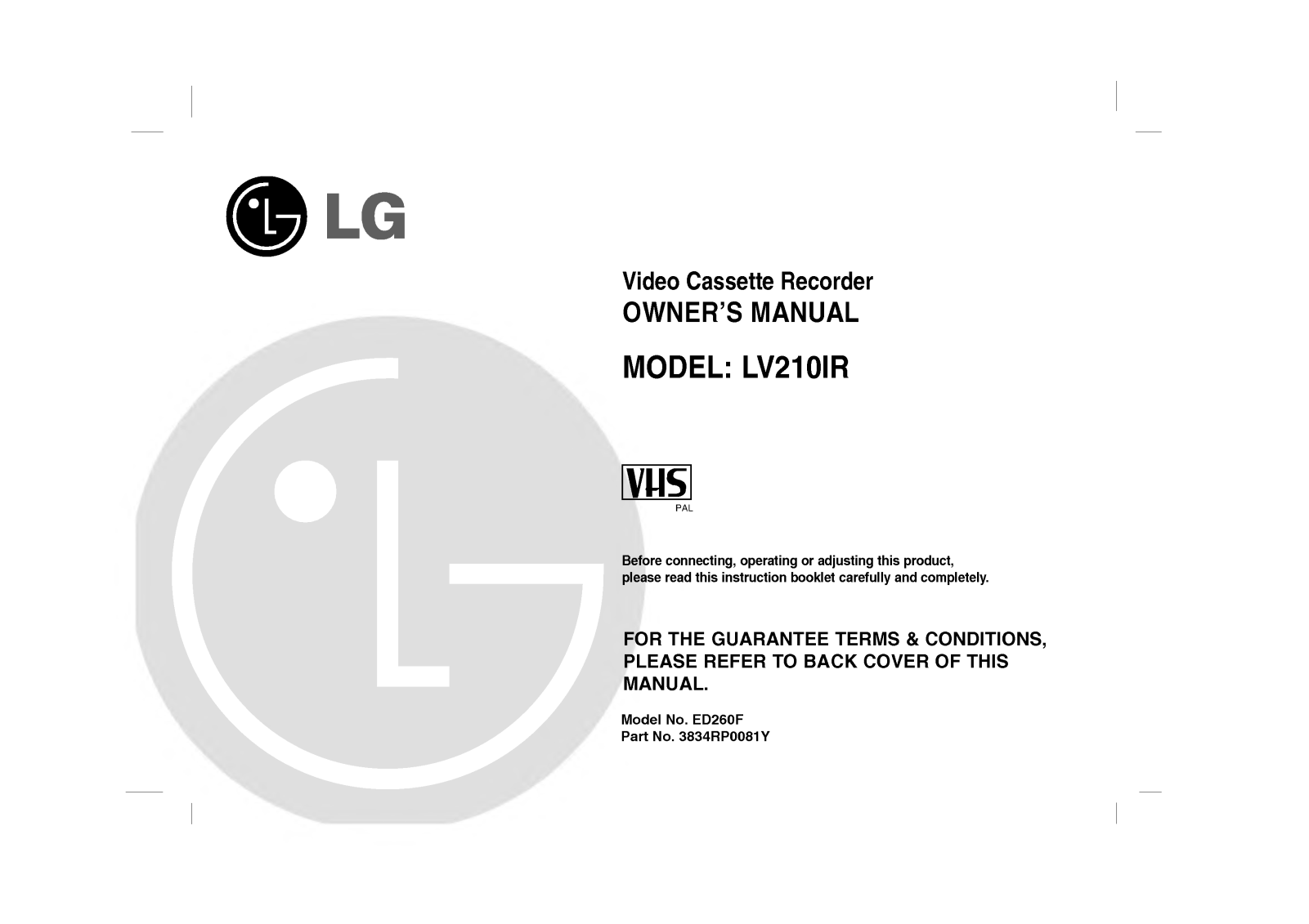 LG LV210IR User Manual