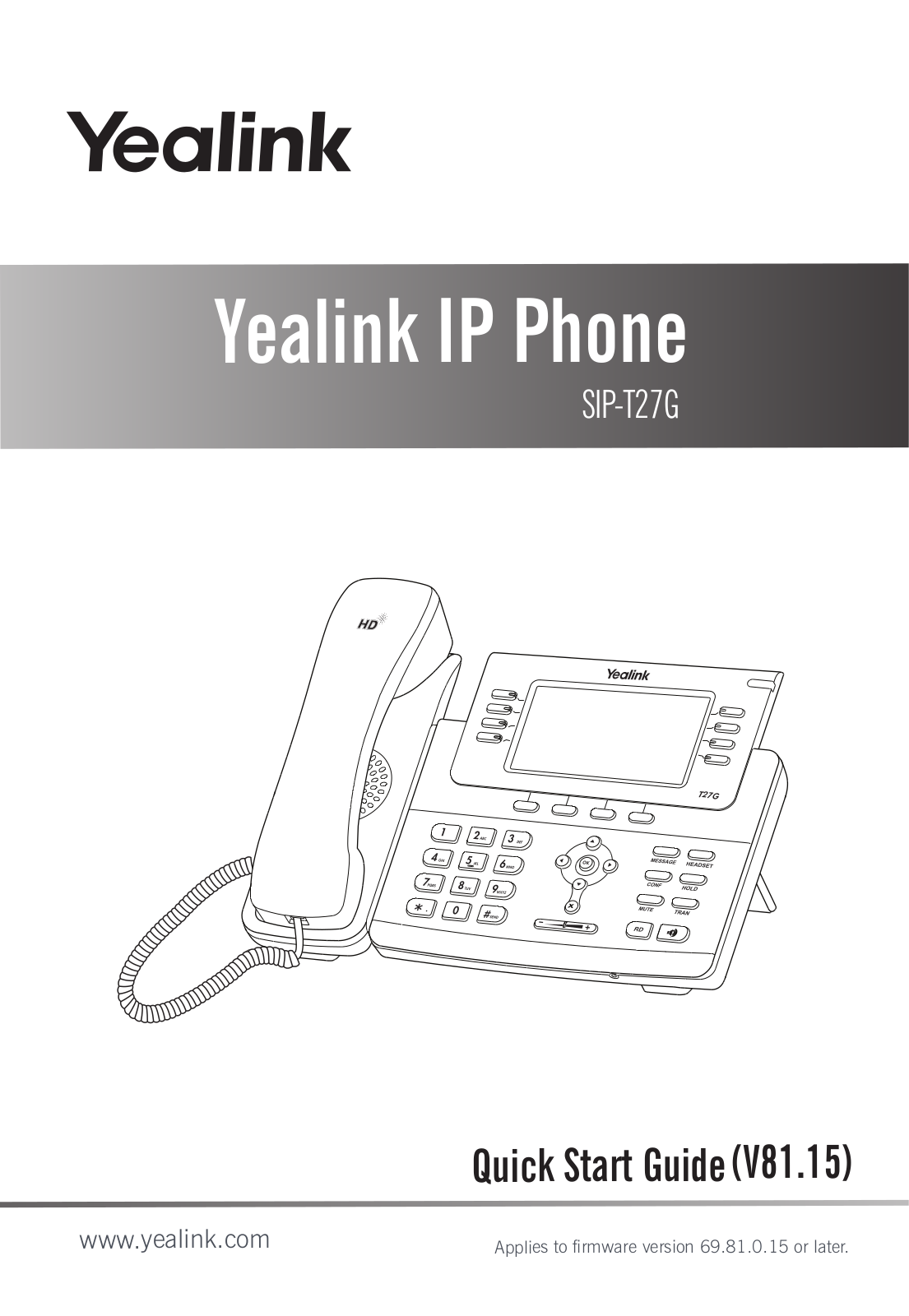 YEALINK YLT27G Users Manual