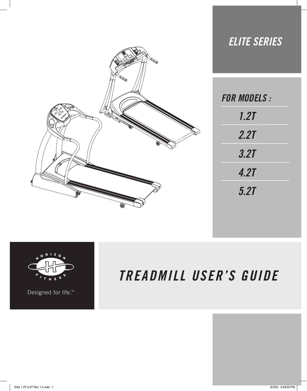 Horizon Fitness ELITE 3.2T, ELITE 1.2T, ELITE 5.2T, ELITE 2.2T, ELITE 4.2T User Manual