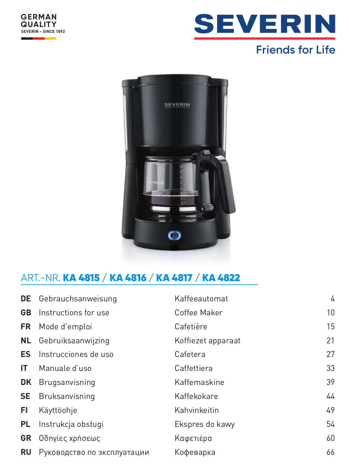 Severin KA 4822 User Manual