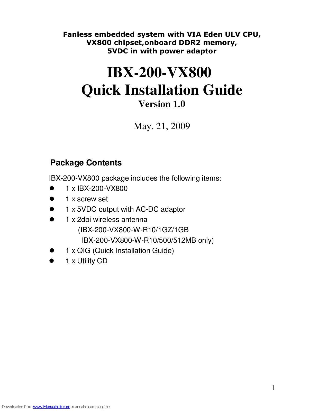 EMAC IBX-200-VX800 Quick Installation Manual - ManualMachine.com