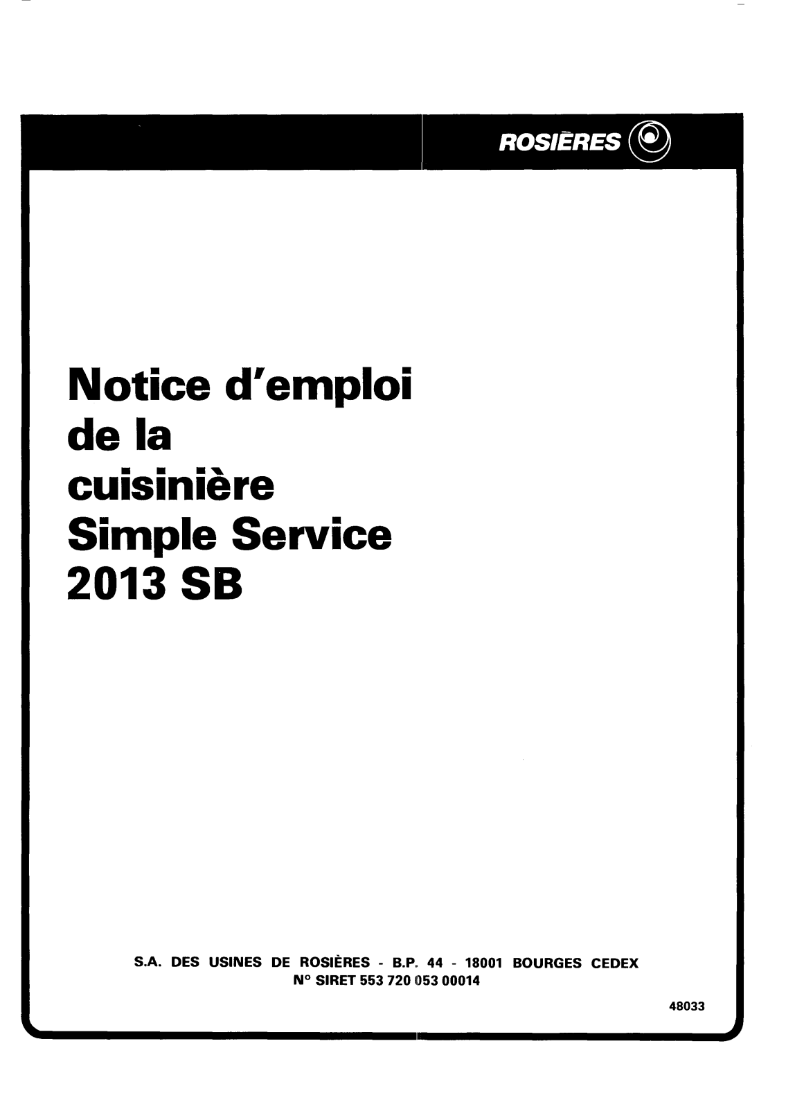 Rosieres 2013 SB User Manual