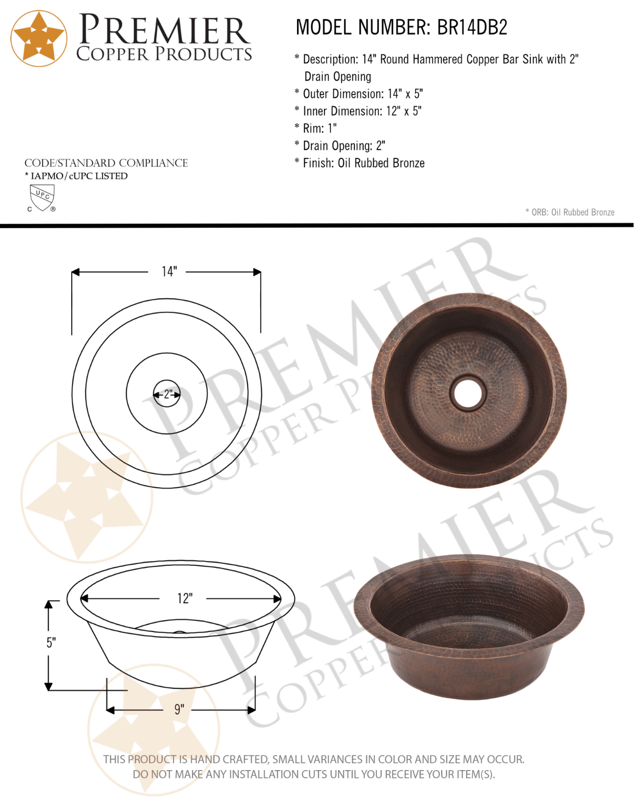 Premier Copper Products IER1910 Specifications - ManualMachine.com