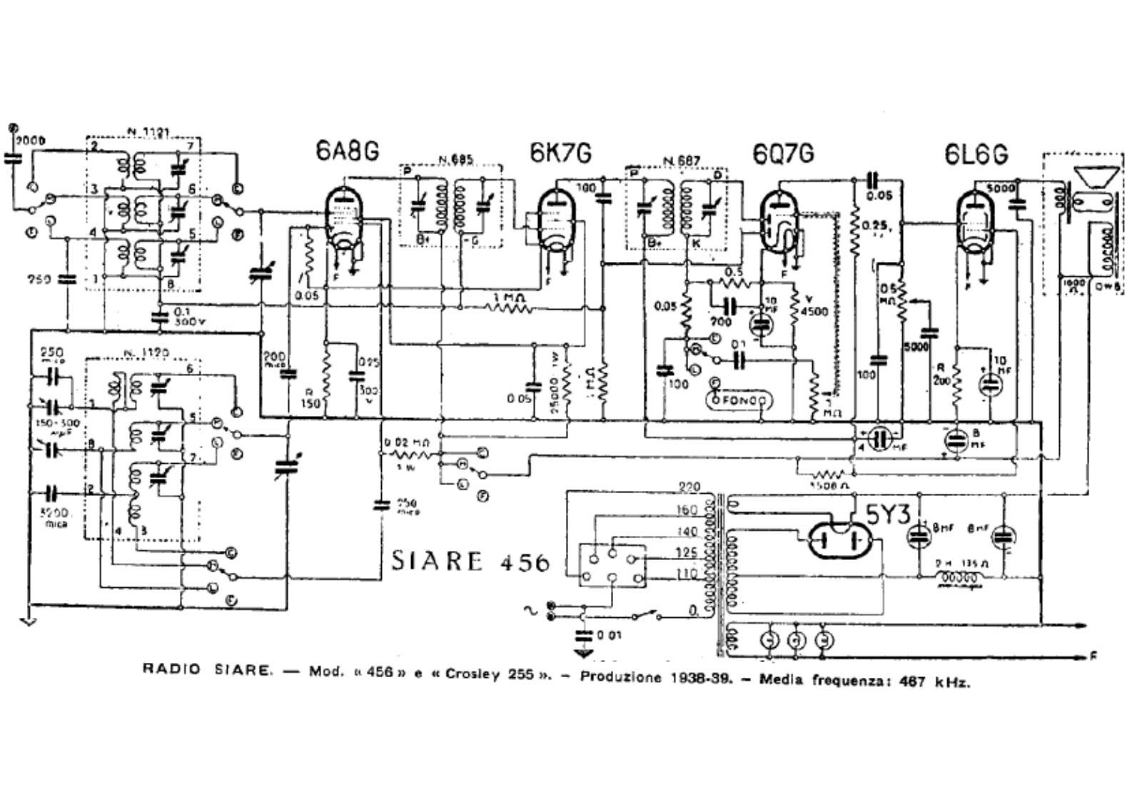 Siare Crosley 456, 255 schematic