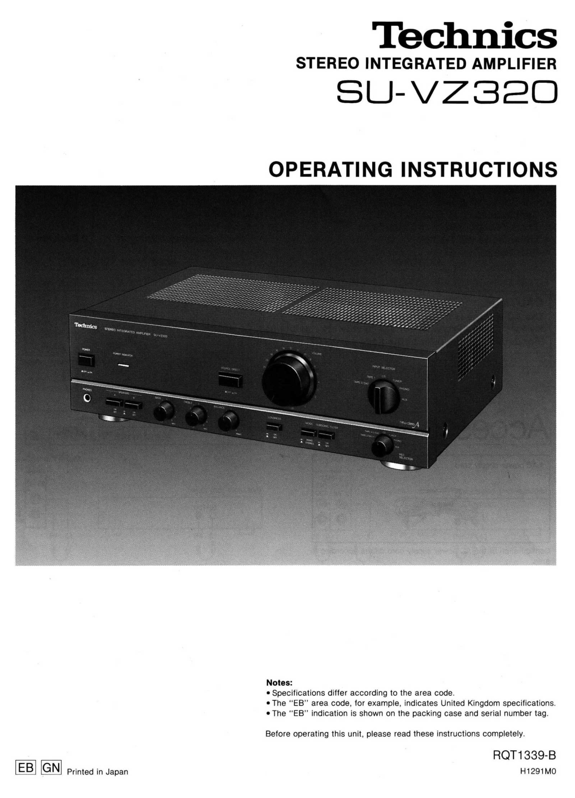 Technics SU-VZ-320 Owners Manual