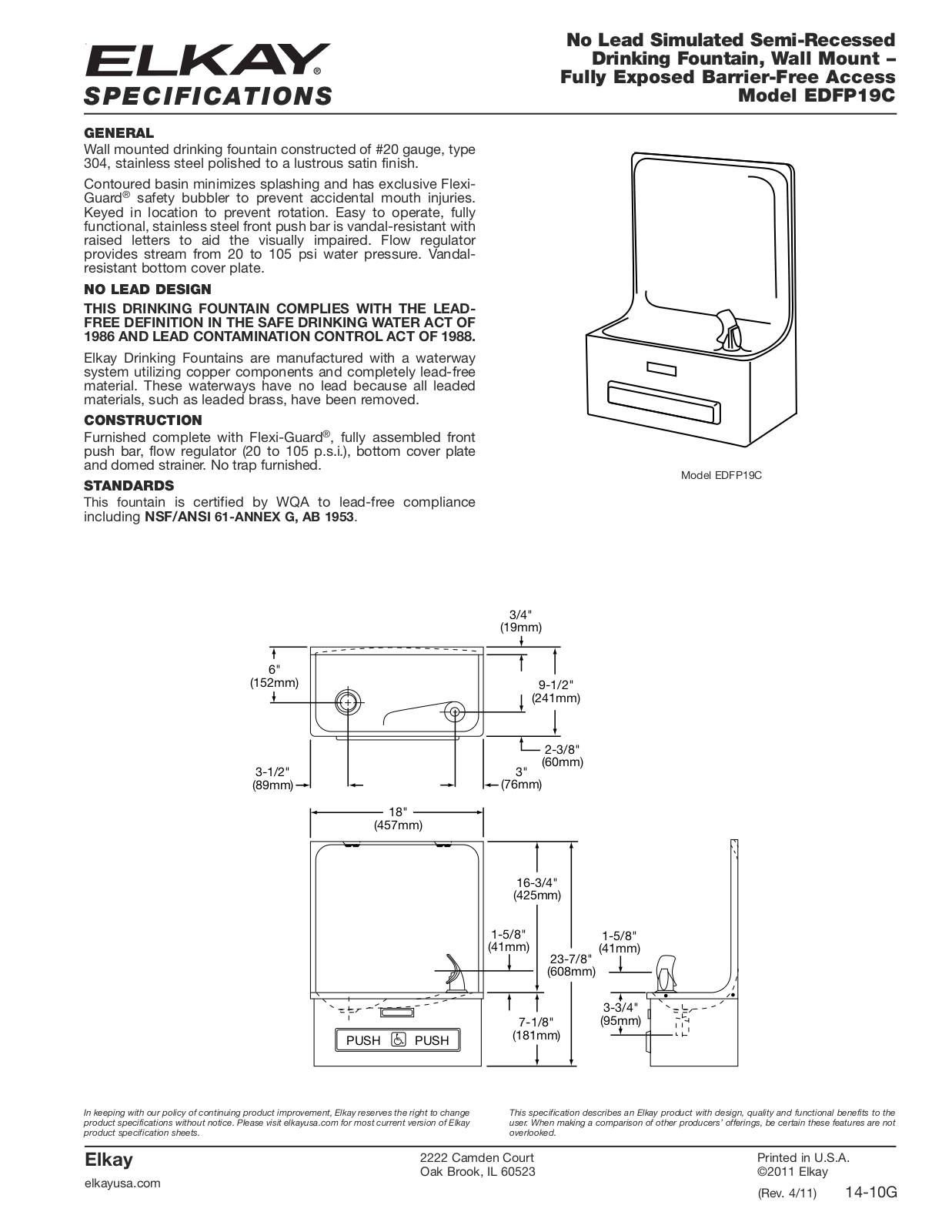 Elkay EDFP19C User Manual