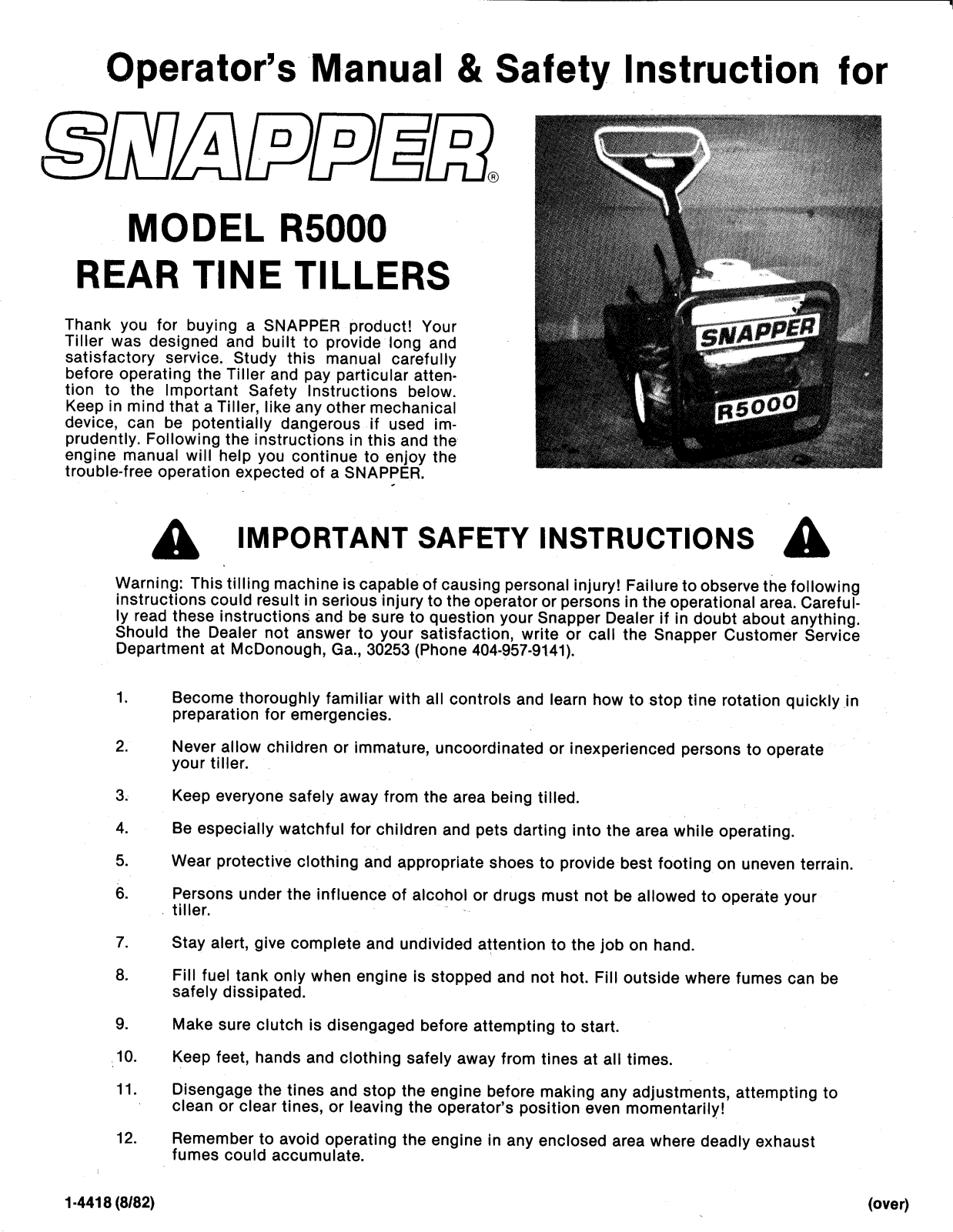 Snapper R5000 User Manual