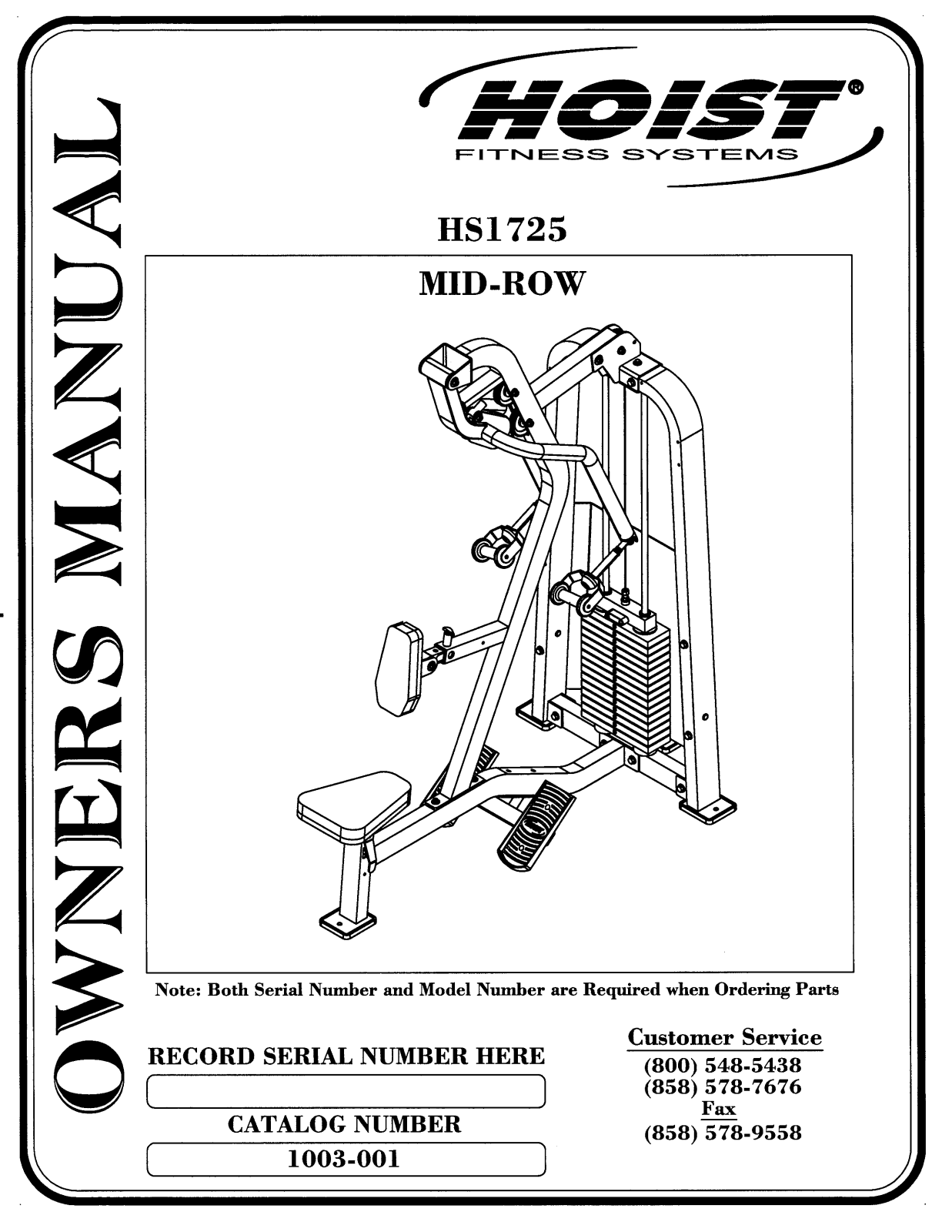 Hoist Fitness HS1725 User Manual