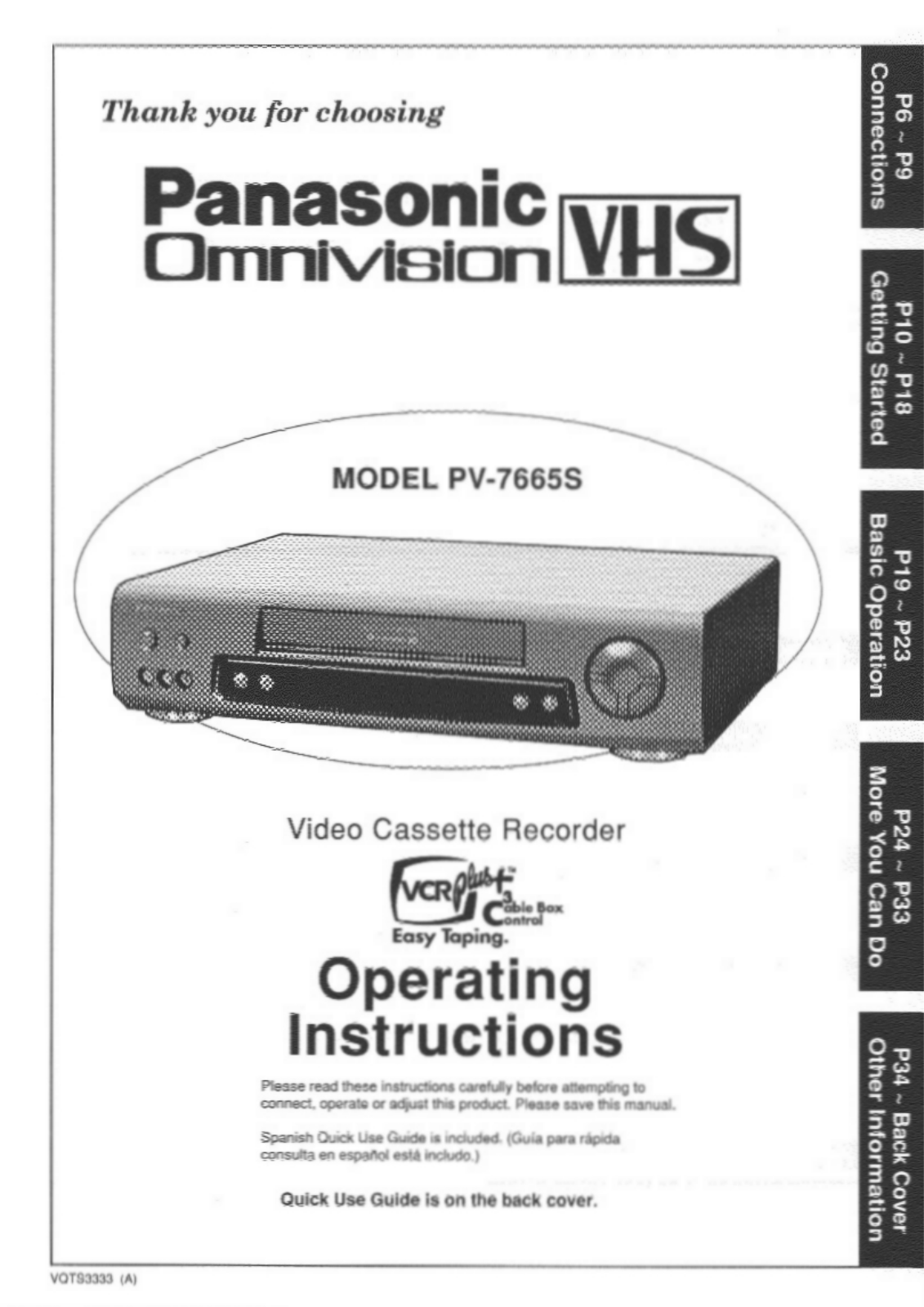 Panasonic pv-7665 Operation Manual