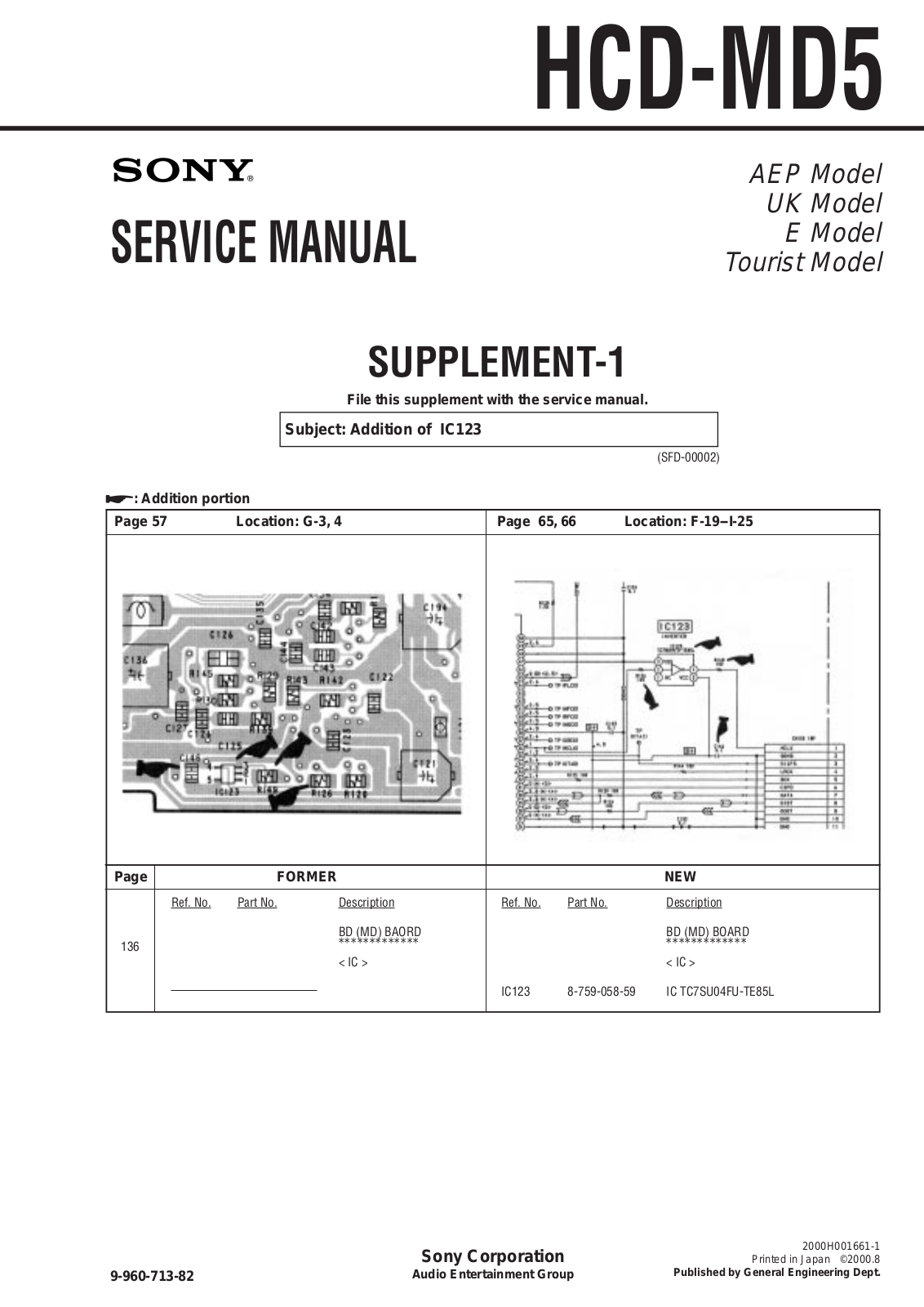 Sony HCD-MD5 Service Manual