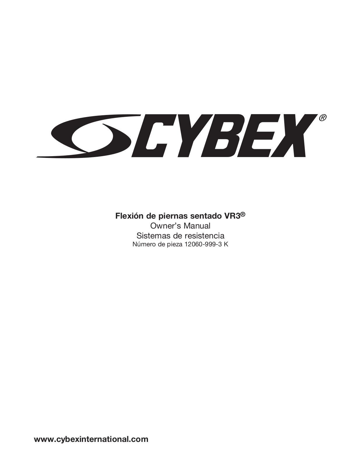 Cybex VR3 SEATED LEG CURL Owner’s Manual