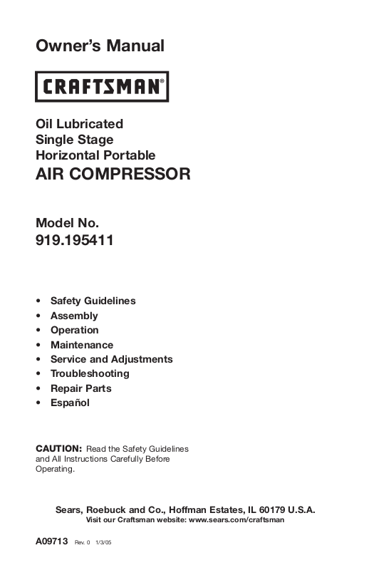 Craftsman 919.195411 User Manual