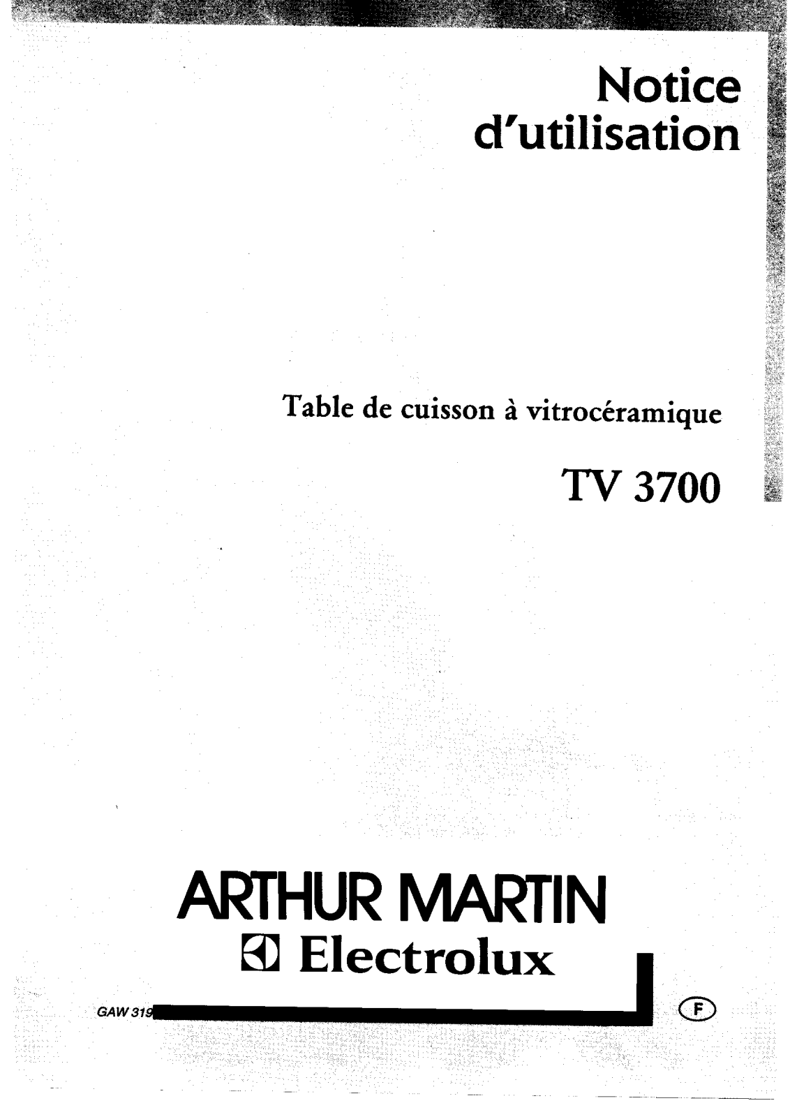 Arthur martin TV3700 User Manual