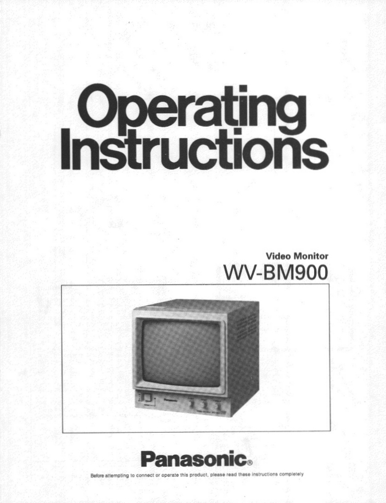 Panasonic wv-bm900 Operation Manual