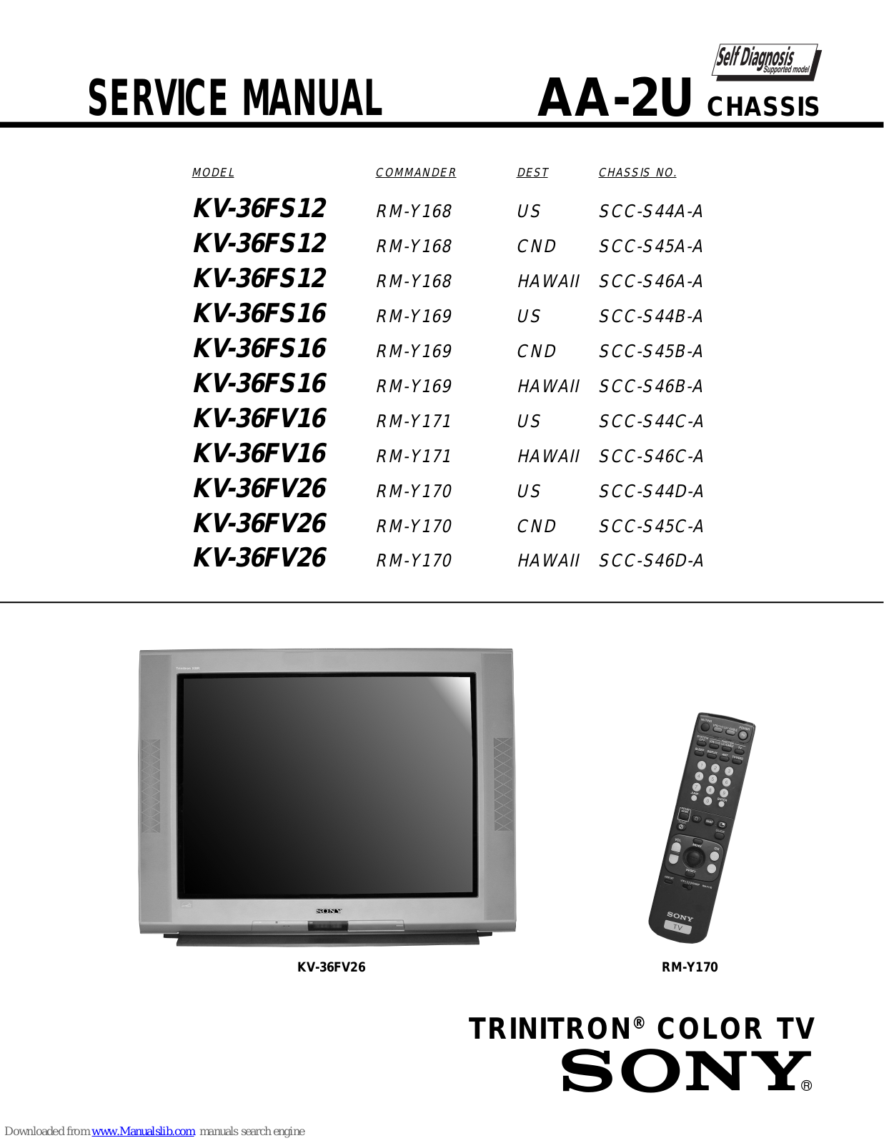 Sony KV-36FS12,KV-36FS16,KV-36FV16,KV-36FV26,KV-38FS16 Service Manual