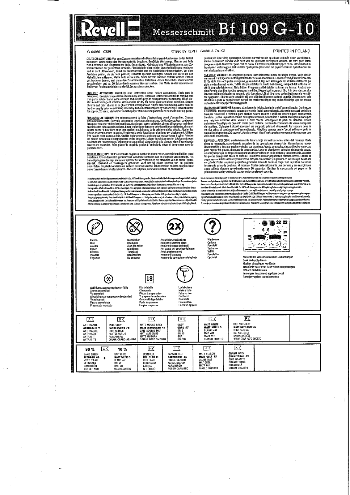 REVELL Bf 109 G-10 User Manual