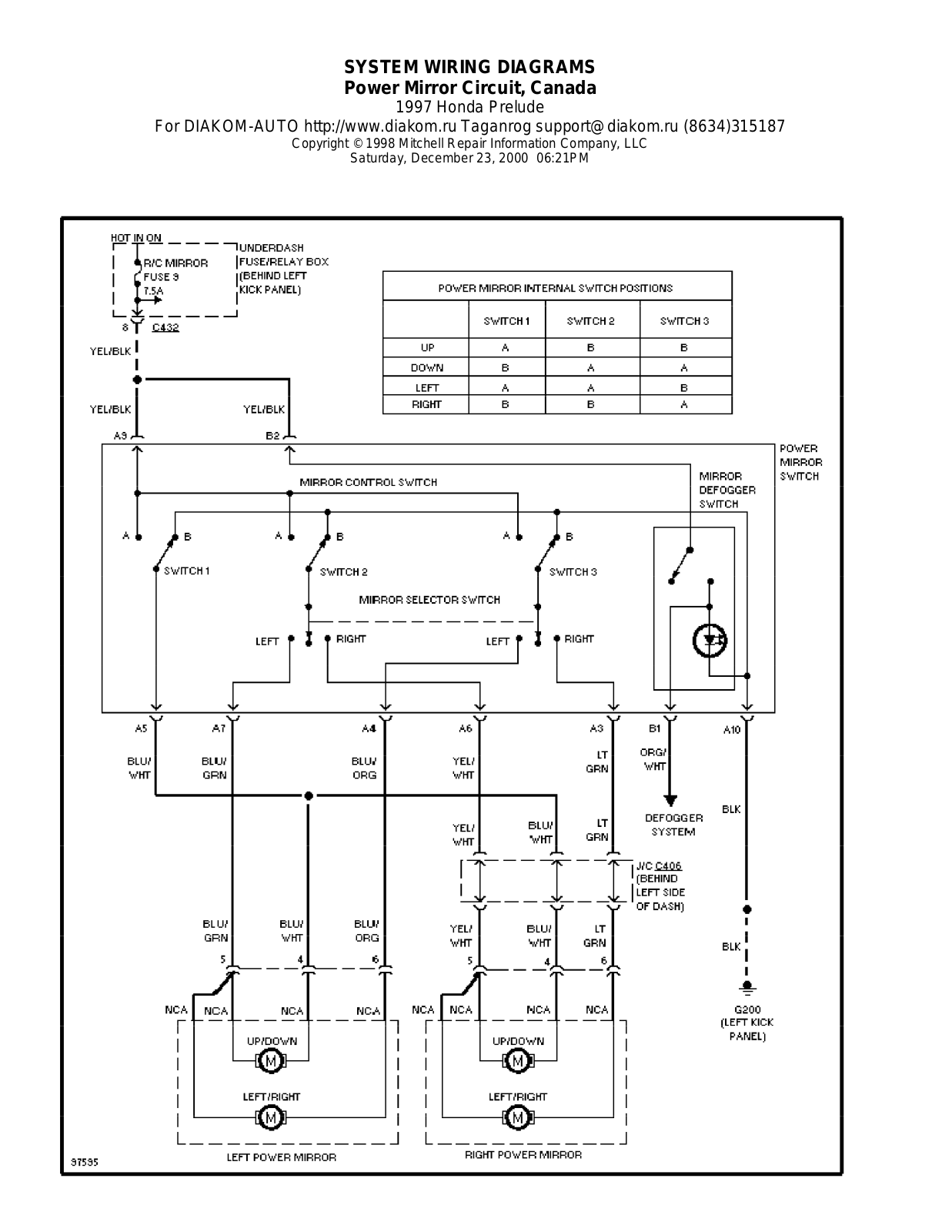 Honda Prelude 1997-1999 Wire Diagrams  17500