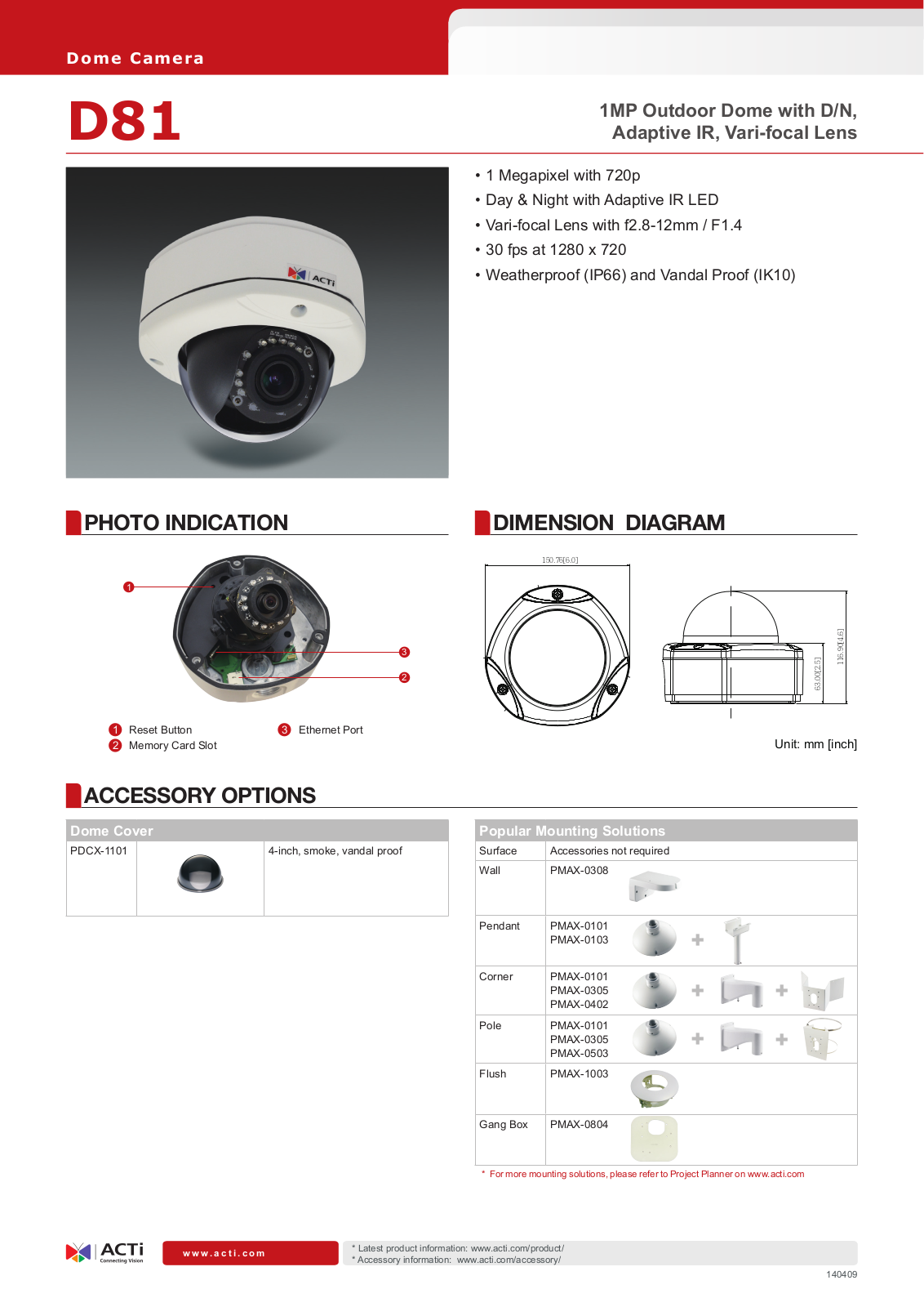 ACTi D81 Specsheet