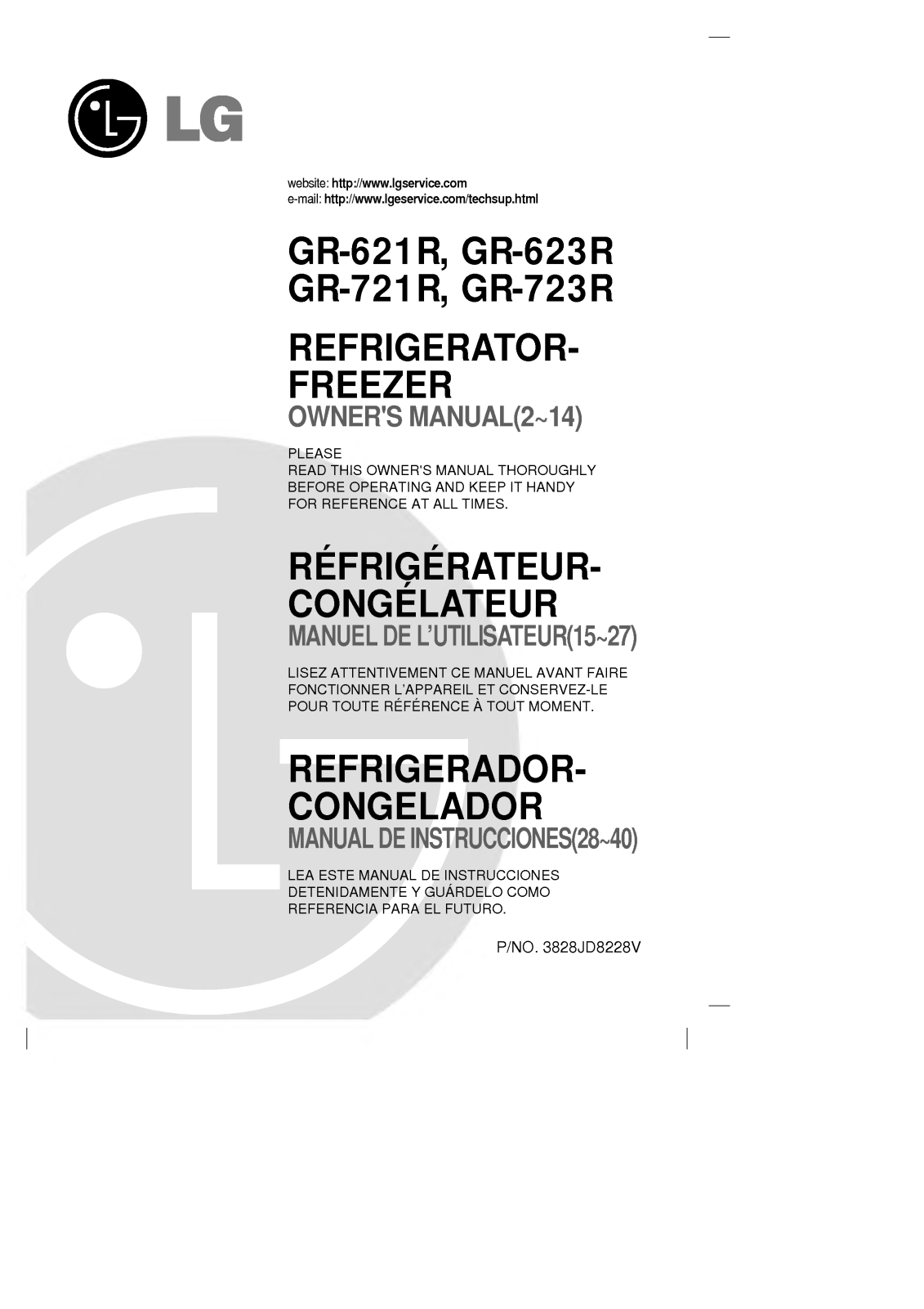 LG GR-721R, GR-723R, GR-623R User Manual