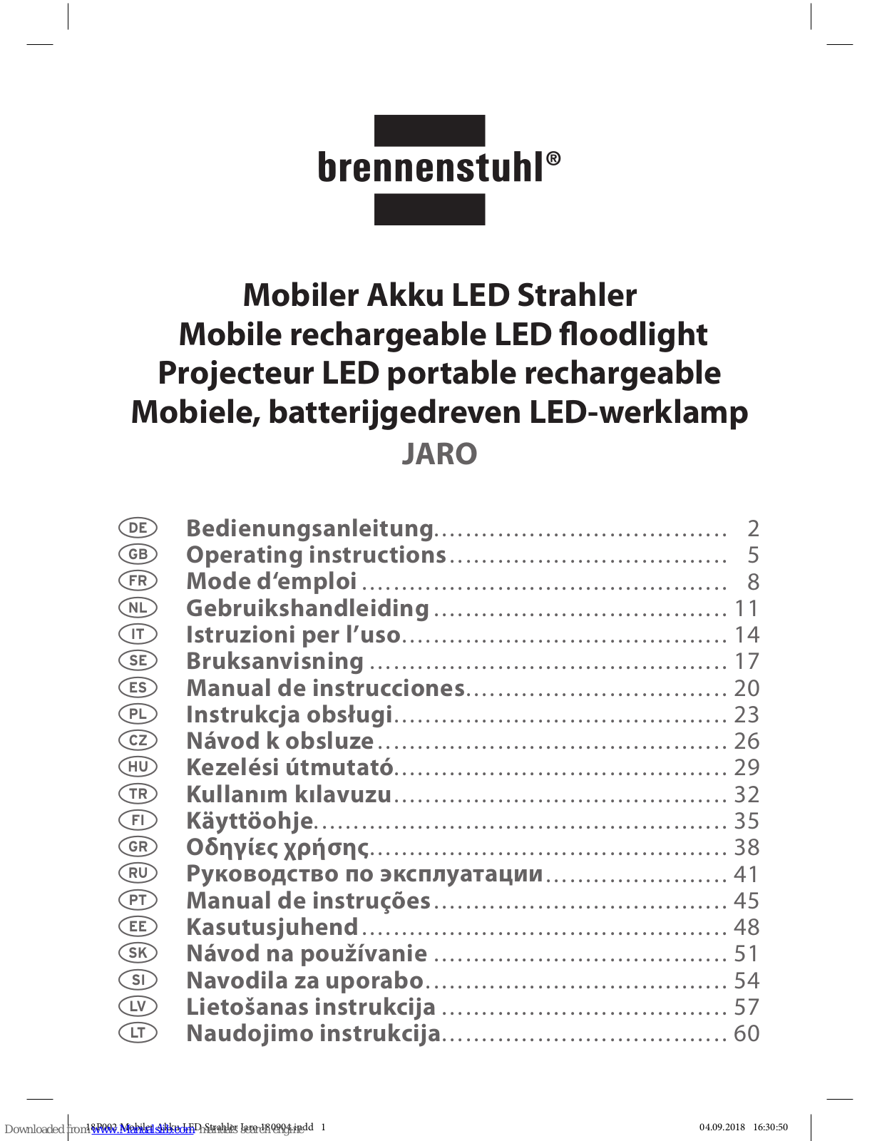 brennenstuhl JARO SERIES, JARO 3000 MA, JARO 1000 MA, JARO 2000 MA Operating Instructions Manual